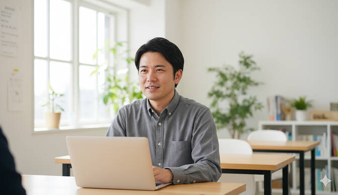 男性１名がパソコンをしている写真